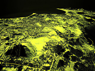 Fototapeta premium Technical aerial visual, 3D LiDAR GIS aerial map satellite scan model isolated, showing Jaboato dos Guararapes, Brazil . Elevation, topography, render