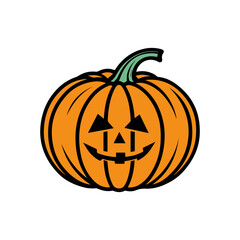 Jack O' Lantern Flat Design Halloween Icon. Scary Halloween pumpkin faces