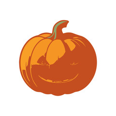 Jack O' Lantern Flat Design Halloween Icon. Scary Halloween pumpkin faces