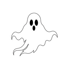 flying halloween ghost in a white sheet isolated on white