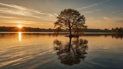 Fototapeta premium sunset on the river