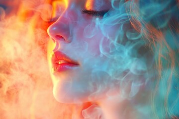 Naklejka premium Colorfull Beauty. Woman in the Drink with Smoke, a Fantasy Art Illustration