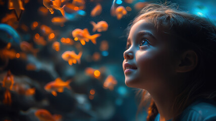 smiling children looking at shark, fish, jellyfish in oceanarium, aquarium, excursion, wildlife, water, underwater world, zoo, child, schoolchild, biology, sea, ocean inhabitants, zoology, ichthyology