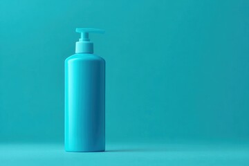 Serene turquoise hand sanitizer bottle on soft blue background