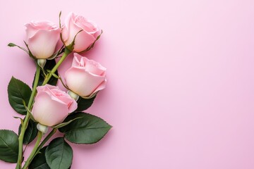 Gentle pink roses on soft pastel background for romantic designs