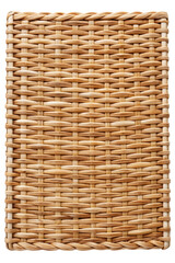 Obraz premium Rectangular woven rattan mat with a braided edge, featuring natural fibers and traditional weaving techniques. Perfect for home decor or kitchen use. Isolated on transparent background, png.