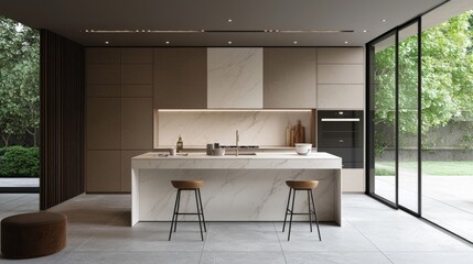 Minimalist kitchen design with clean lines and neutral colors