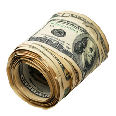 Detailed view of a dollar roll, emphasizing the neat arrangement and value of stacked money.
