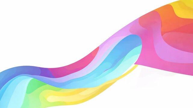 Expanding concentric rainbow waves rippling in rhythmic abstract 2D vector animation
