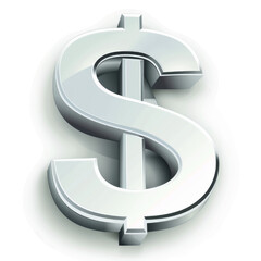 Stylized 3D dollar sign with sharp edges and a reflective surface, highlighting the significance of money.