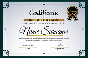 Elegant green certificate of achievement template
Related tags:
