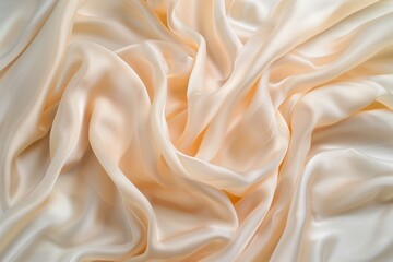 Obraz premium Close-up view of beige fabric with soft texture, slightly wrinkled and grid-like pattern. Fabric appears synthetic, possibly polyester. Blurred background draws focus to intricate design.