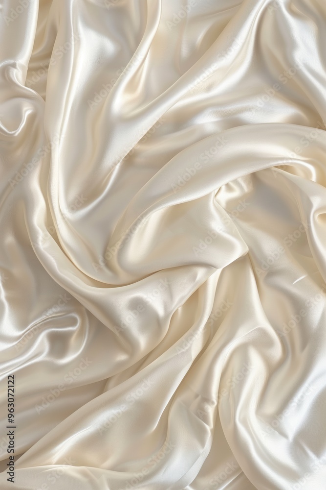 Aufkleber Close-up view of white fabric with intricate texture, crumpled and folded. Subtle gray stripe runs across top right corner. Fabric appears smooth, with slight wrinkles adding depth to scene.