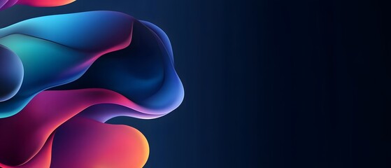 Abstract Blue  Pink  and Orange Liquid Shapes on Dark Background