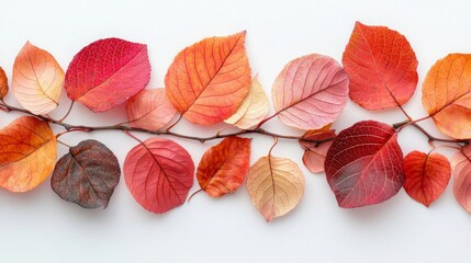 Obraz premium Autumn Leaves Border on White Background