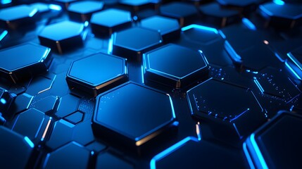 Obraz premium Abstract Blue Hexagon Pattern Technology Background