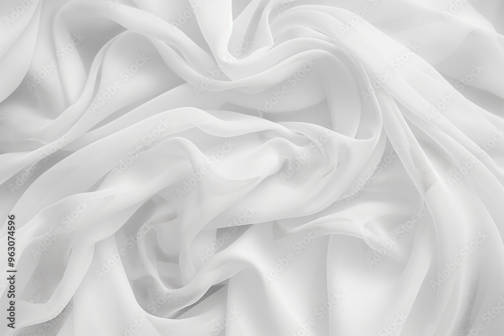 Poster Close-up view of white fabric with subtle gray stripe, slightly curled at bottom. Fabric texture resembles silk chiffon. Gray stripe stands out against smooth white background, adding dynamic element.
