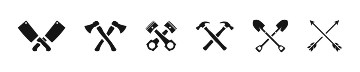 Crossed tools icon. 
Construction repair symbol