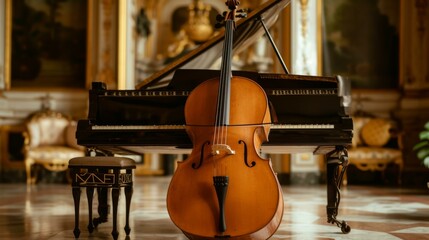 Cello and Grand Piano in a Grand Hall: A Symphony of Elegance