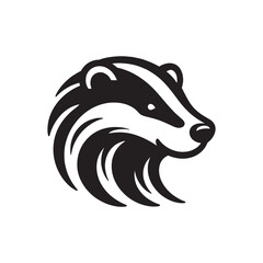Badger logo, icon. Head, portrait. simple vector black and white illustration, emblem, sign