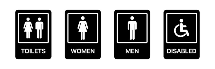 WC toilet icon. 
Man and woman sign