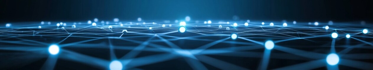 Obraz premium Abstract Digital Network Connectivity: Futuristic Blue Technology Background for Web Design and Cybersecurity Concepts. AI-Generated 4K Wallpaper Featuring High-Key Lighting and Cool Tones for Marketi