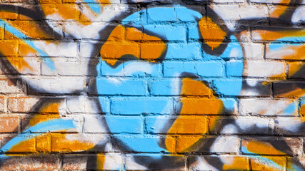 Ukraine, Kyiv. 26.03.2020. colorful drawing on a brick wall. planet earth drawing. graffiti on the wall. art object. earth, eco, blue planet. ecology theme. acrylic paints. editorial