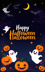 cute and gorgeous halloween card poster design illustration cartoon