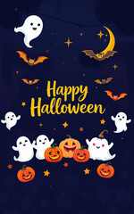 cute and gorgeous halloween card poster design illustration cartoon