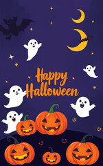 cute and gorgeous halloween card poster design illustration cartoon