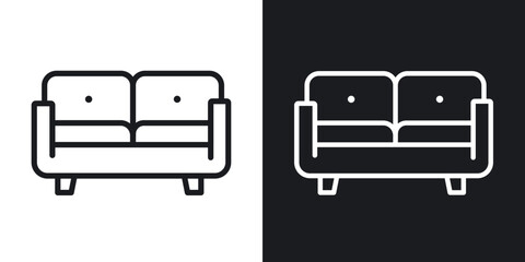 Sofa icon in black and white stroke