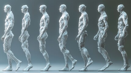 3D Geometric Human Figures Walking