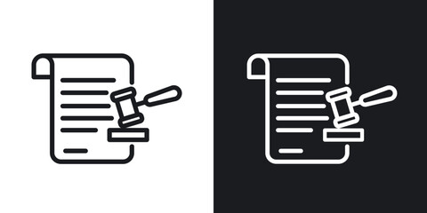 Court decision icon in black and white stroke