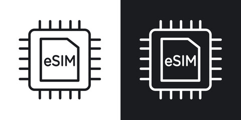 ESIM icon in black and white stroke