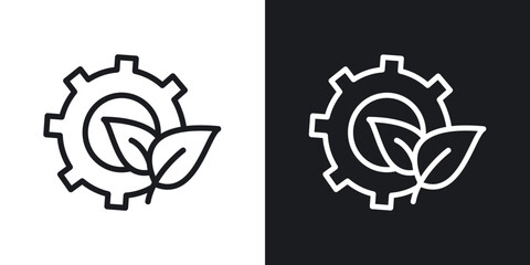 Green technology icon in black and white stroke