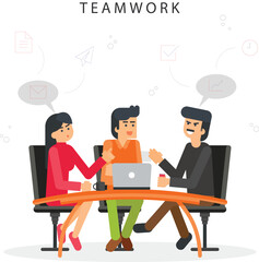 Professional business team collaborating in a modern office environment. A diverse group of colleagues working together, sharing ideas, and engaging in teamwork to achieve common goals.