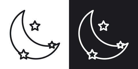 Night icon in black and white stroke