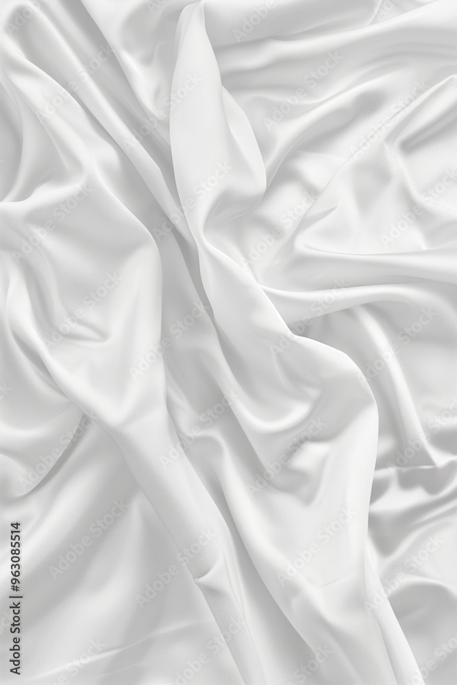 Aufkleber Close-up view of white fabric with intricate texture patterns. Fabric appears smooth and wrinkle-free. Focus on fabric surface creates sense of depth. Blurred background enhances fabric details.