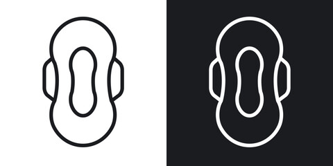 Sanitary pad icon in black and white stroke