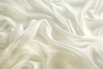 Obraz premium White fabric with curled texture against gray background. Fabric intricate details and subtle folds visible from above. Suitable for fashion, textile, design.