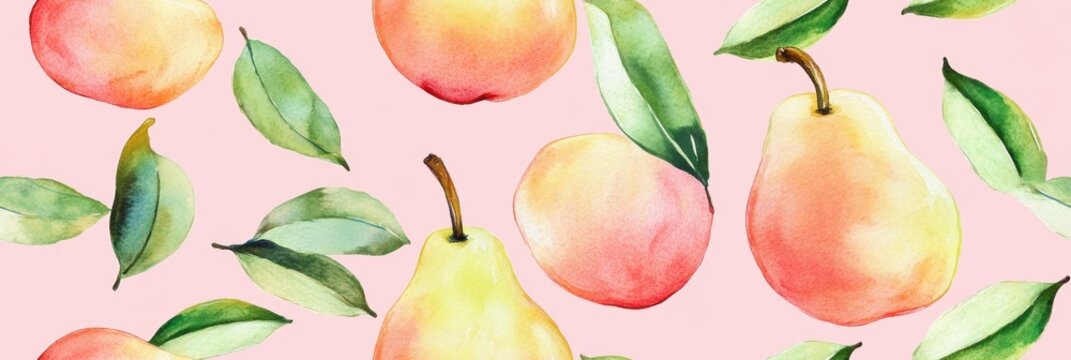Seamless repetitive pattern background of fresh pear for fabric design