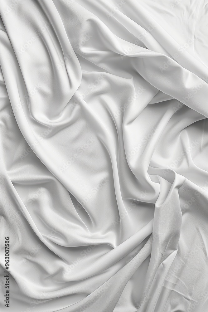 Poster close-up view of white fabric with soft texture, possibly cotton linen. fabric slight wrinkles, grid