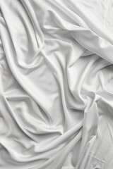 Obraz premium Close-up view of white fabric with soft texture, possibly cotton linen. Fabric slight wrinkles, grid-like pattern in shades of green, black. Background blurred to focus on fabric intricate design.