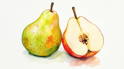 Fresh pear fruit isolated over white background