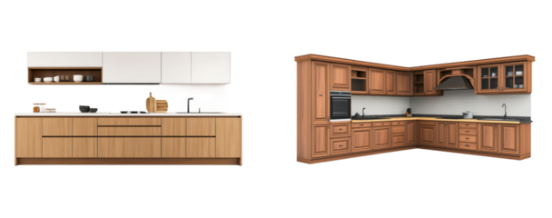 set of Modern Kitchen Cabinet Isolated on Transparent Background, PNG file, Graphic resources 