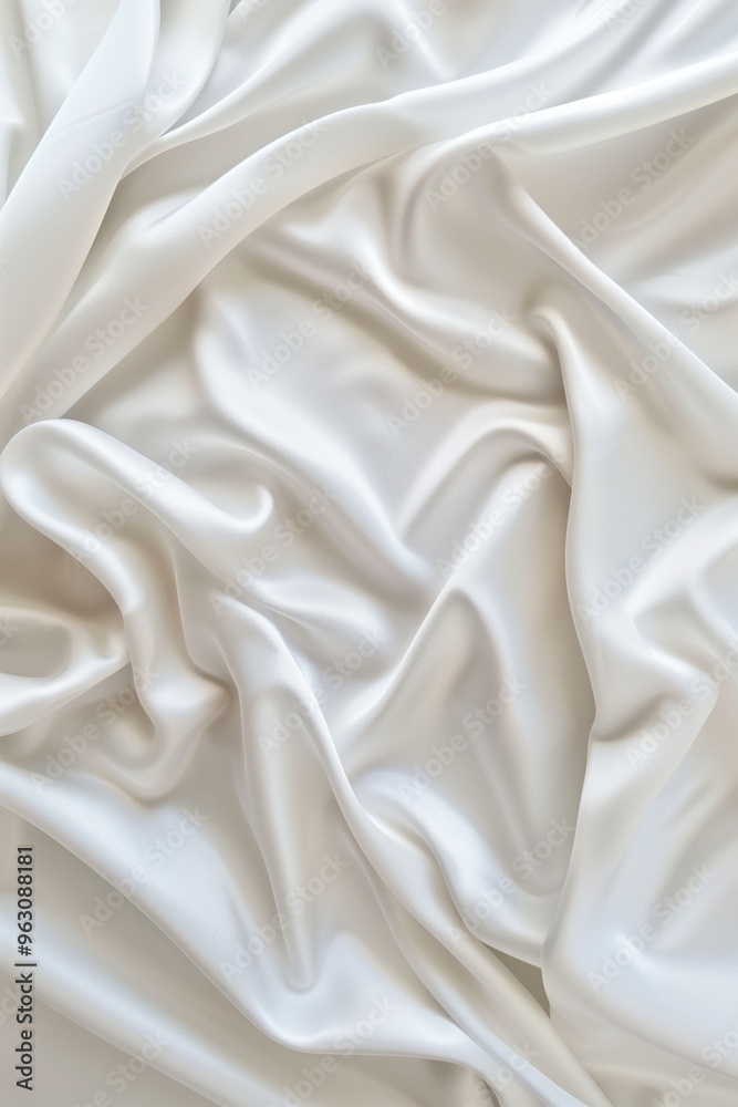 Poster close-up view of smooth white fabric with intricate texture and design. fabric possibly made from si