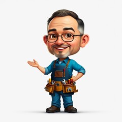 Fototapeta premium cartoon character with glasses, and work clothes