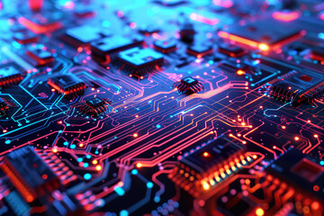 A computer chip is shown in a close up with a blue background,