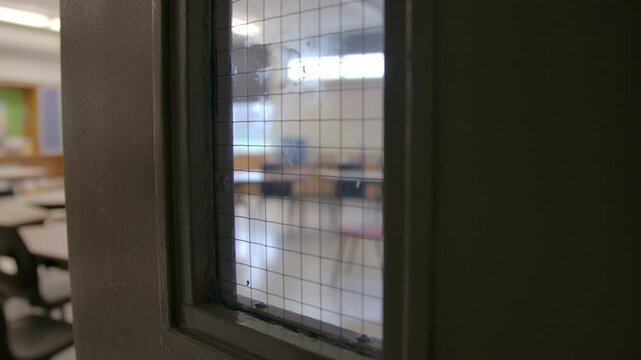 Bulletproof glass in school classroom