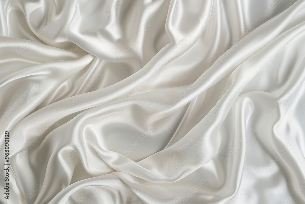 Poster Close-up view of white fabric with intricate texture. Fabric folded, revealing smooth surface. Blurred background focuses on fabric details. White color scheme adds depth.